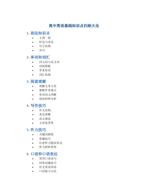 高中英语基础知识点归纳大全