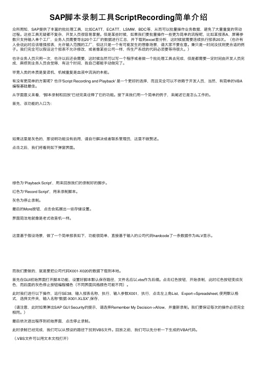 SAP脚本录制工具ScriptRecording简单介绍