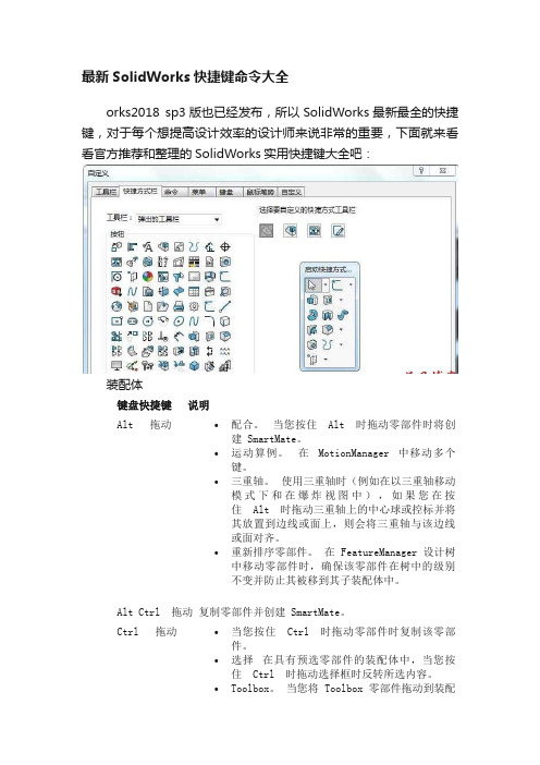 最新SolidWorks快捷键命令大全