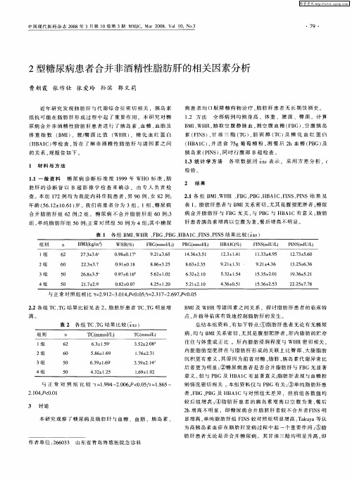 2型糖尿病患者合并非酒精性脂肪肝的相关因素分析