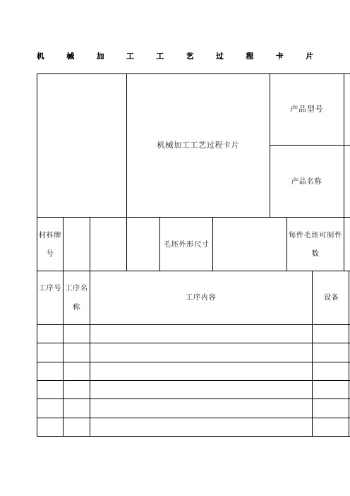 机械加工工艺卡片模板 