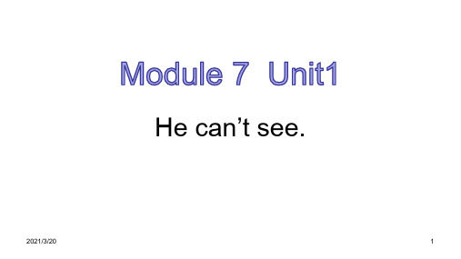 五年级上册英语课件-Module 7 Unit 1 He can't see.