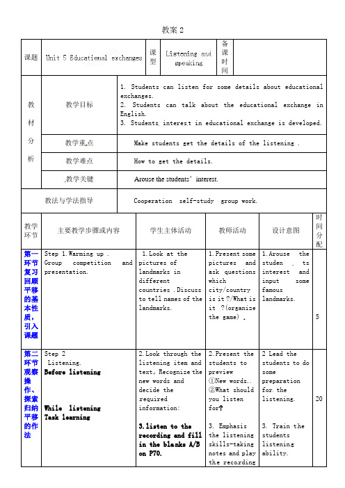 牛津深圳版英语八年级上册Unit 5 Educational exchange Listening