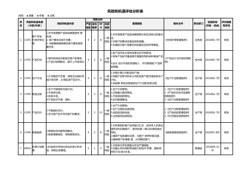 《IATF 过程风险和机遇评估分析表》