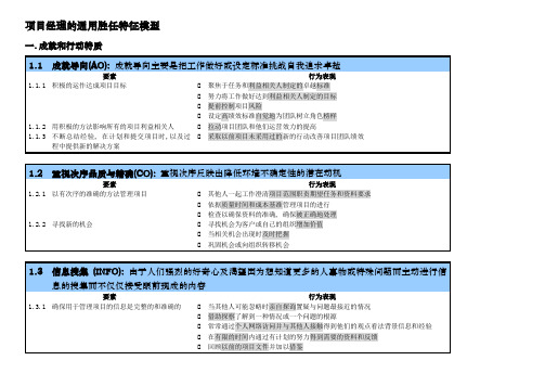 项目经理的通用胜任特征模型