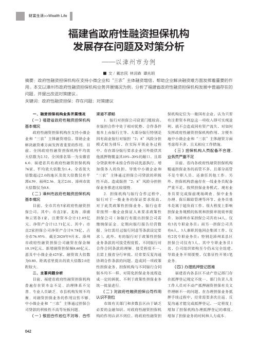 福建省政府性融资担保机构发展存在问题及对策分析——以漳州市为例