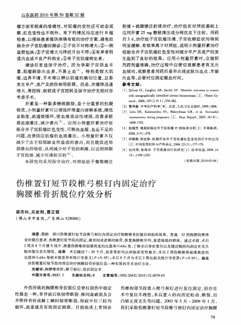 伤椎置钉短节段椎弓根钉内固定治疗胸腰椎骨折脱位疗效分析