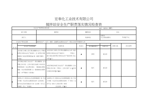 搅拌站安全生产职责落实情况检查表