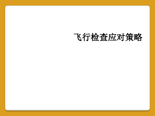 飞行检查应对策略