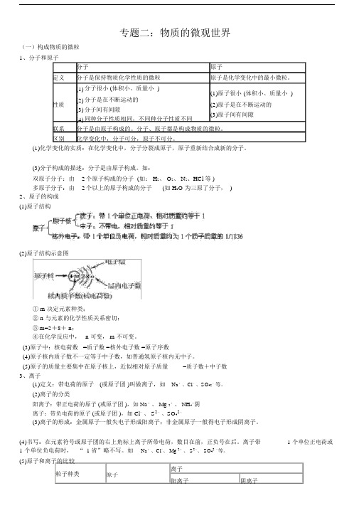 (完整版)九年级化学专题复习-物质的微观世界剖析.doc