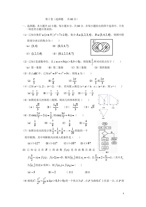 辽宁省大连八中高考数学全真适应性考试试题 理 新人教A版