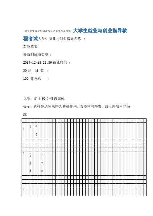 树大学生就业与创业指导期末考卷及答案