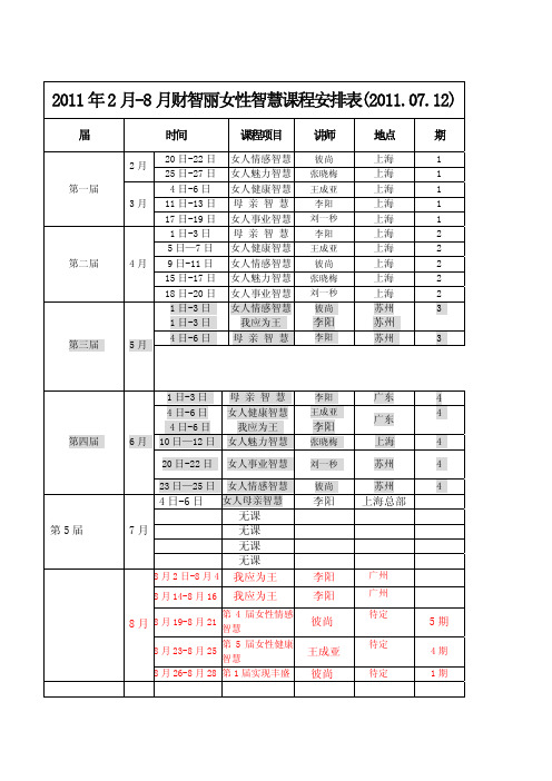 新 财智丽课程表