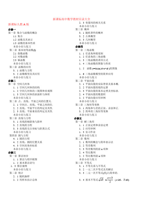 (完整word版)新课标高中数学教材目录大全,推荐文档