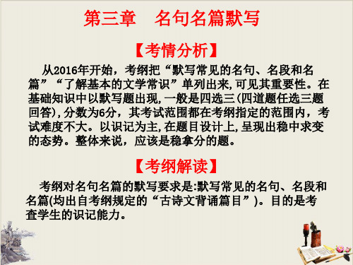 2021版广东省高职高考语文总复习课件：第二部分 古代诗文阅读第三章 名句名篇默写(共28张PPT)【优秀课件】