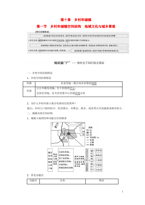 (新课标)2023版高考地理一轮总复习 第十章 乡村和城镇 第一节 乡村和城镇空间结构 地域文化与城