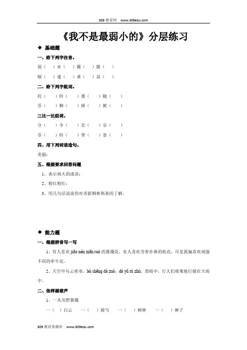 【309教育网优选】新苏教版小学语文三年级上册分层练习《我不是最弱小的》