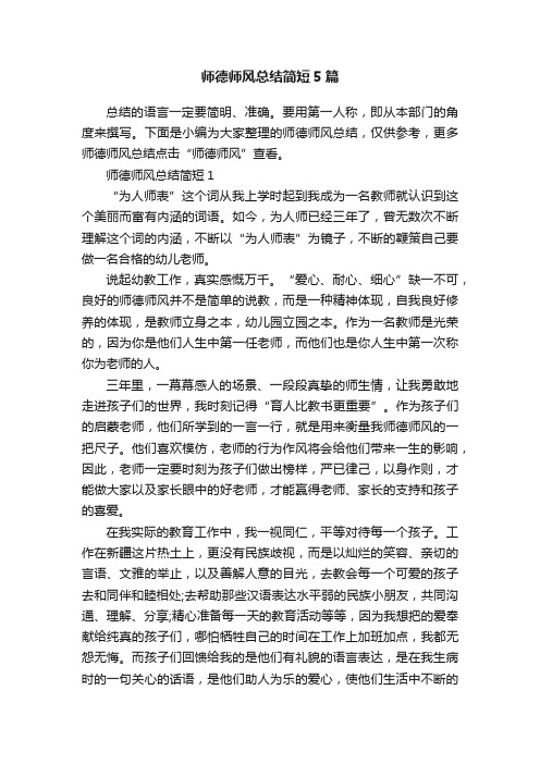 师德师风总结简短5篇