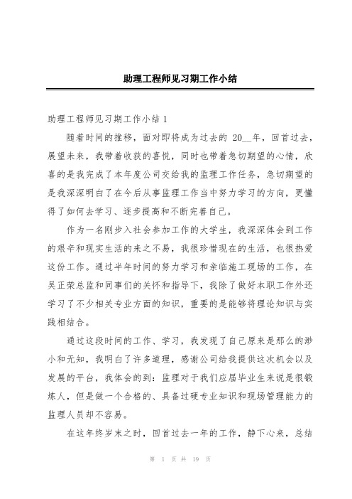 助理工程师见习期工作小结