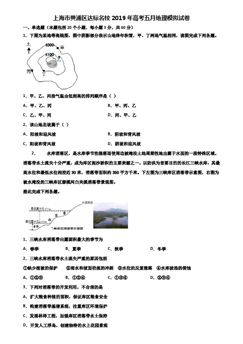 上海市黄浦区达标名校2019年高考五月地理模拟试卷含解析