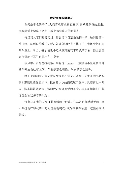 我爱家乡的野菊花_五年级作文