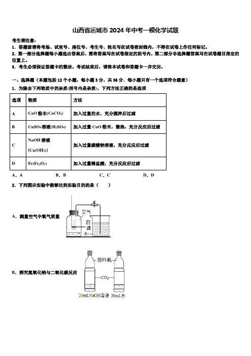 山西省运城市2024年中考一模化学试题含解析