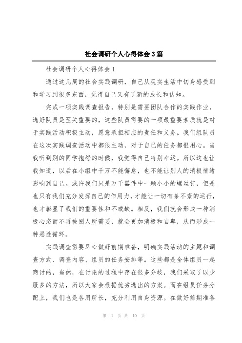 社会调研个人心得体会3篇