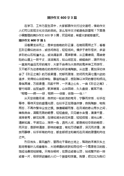 摘抄作文600字3篇