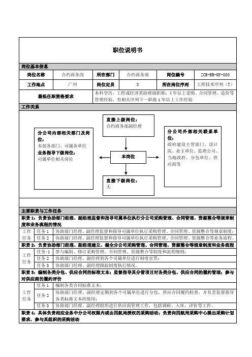 合约商务岗职位说明书