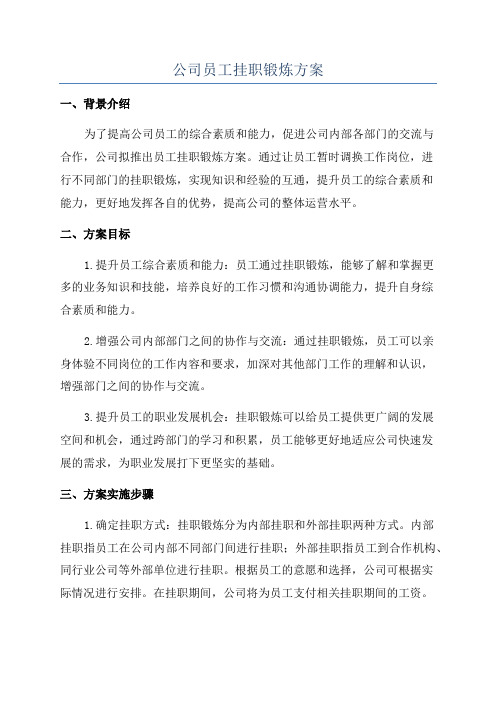 公司员工挂职锻炼方案