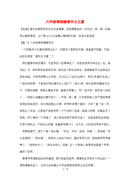 六年级寒假趣事作文五篇