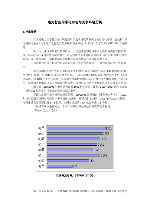 电力行业信息化市场与竞争环境分析