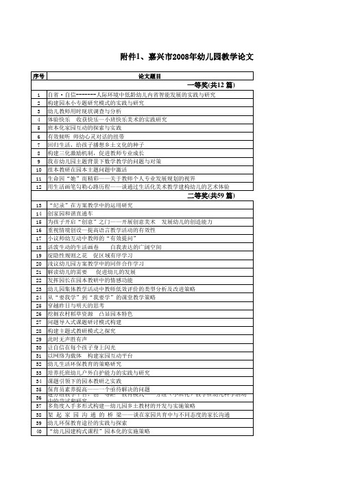 嘉兴市2008年幼儿园教学论文 教学案例评比获 - 桐