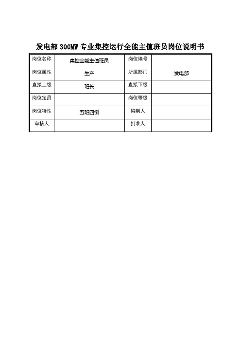 集控全能主值岗位说明书(新)