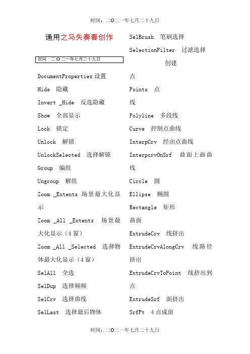 犀牛常用命令