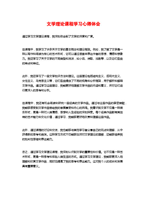 文学理论课程学习心得体会