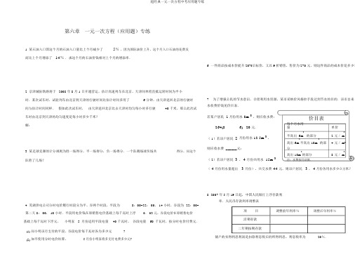 超经典一元一次方程中考应用题专练