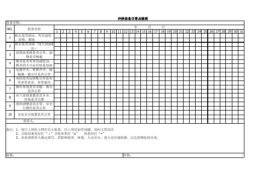 冲床日常点检表