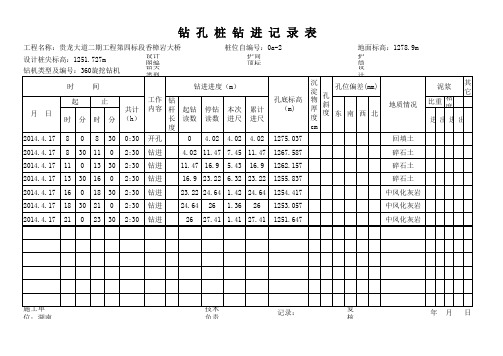 钻孔记录表