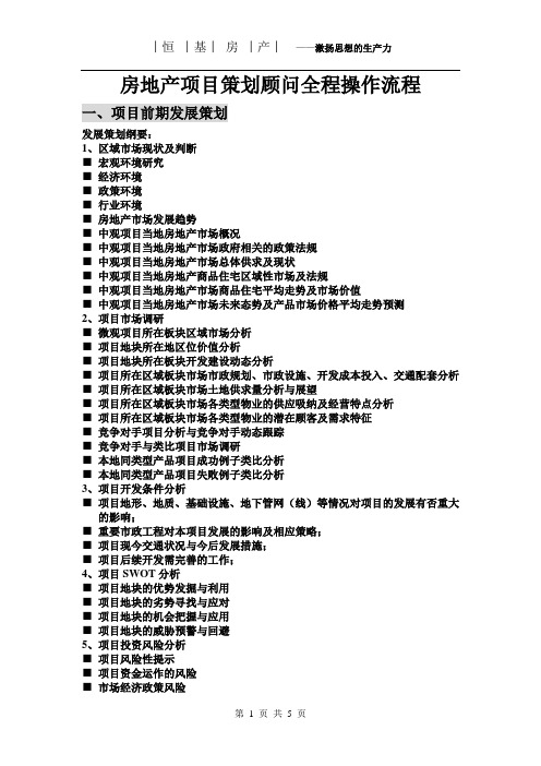 房地产项目策划顾问全程操作流程目录