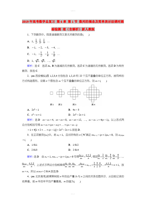 2019年高考数学总复习 第6章 第1节 数列的概念及简单表示法课时跟踪检测 理(含解析)新人教版