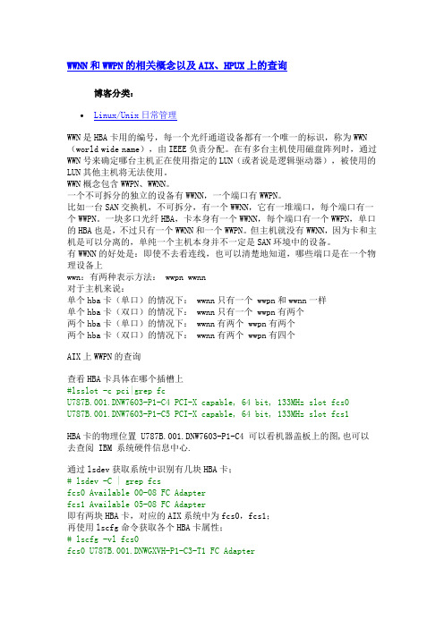 WWNN和WWPN的相关概念以及AIX、HPUX上的查询