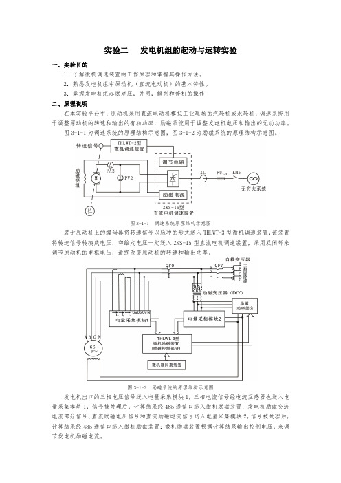 实验二--发电机组的起动与运转实验