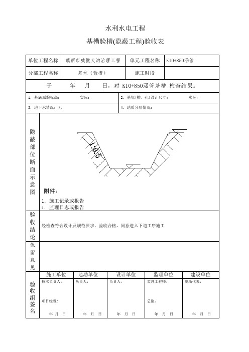 水利水电工程隐蔽工程验收记录--涵管