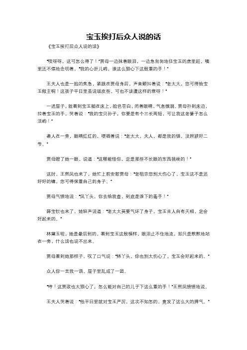 宝玉挨打后众人说的话