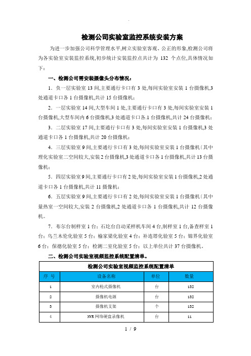 检测公司试验室监控系统安装方案9.5