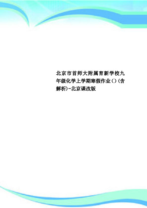 北京市首师大附属育新学校九年级化学上学期寒假作业含解析北京课改版