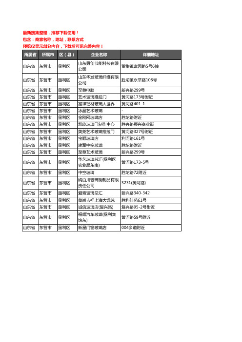 新版山东省东营市垦利区玻璃企业公司商家户名录单联系方式地址大全20家