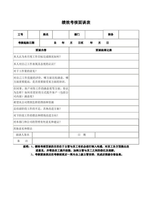 绩效考核面谈表