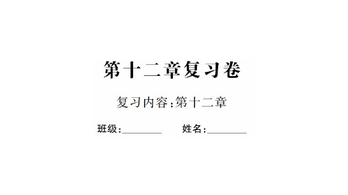 第十二章复习卷 九级物理全一册沪科版习题精品PPT